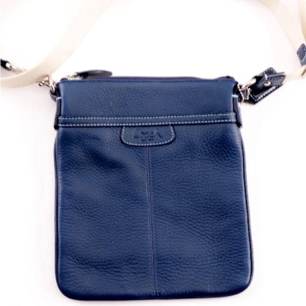 COACH 42206 PENELOPE NAVY PEBBLED LEATHER CROSSBODY - Picture 3 of 11